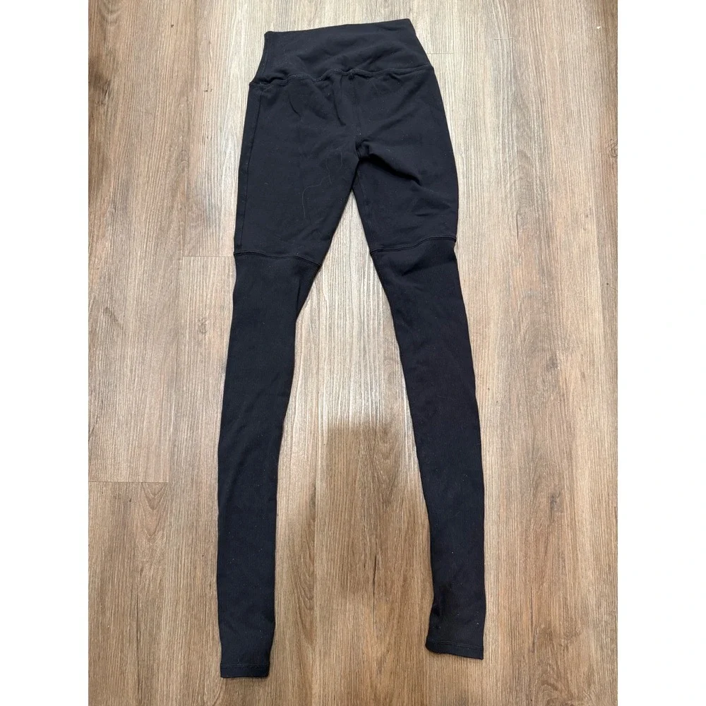 Alo Yoga Goddess High Waisted Ribbed Leggings Black Women XS W5424R